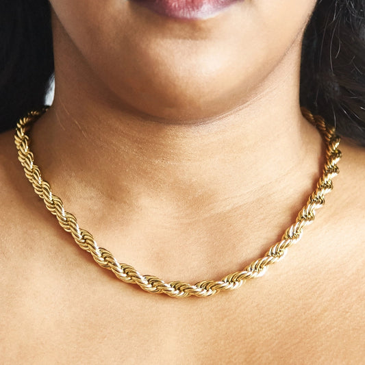 Gold Chunky Rope Chain Necklace